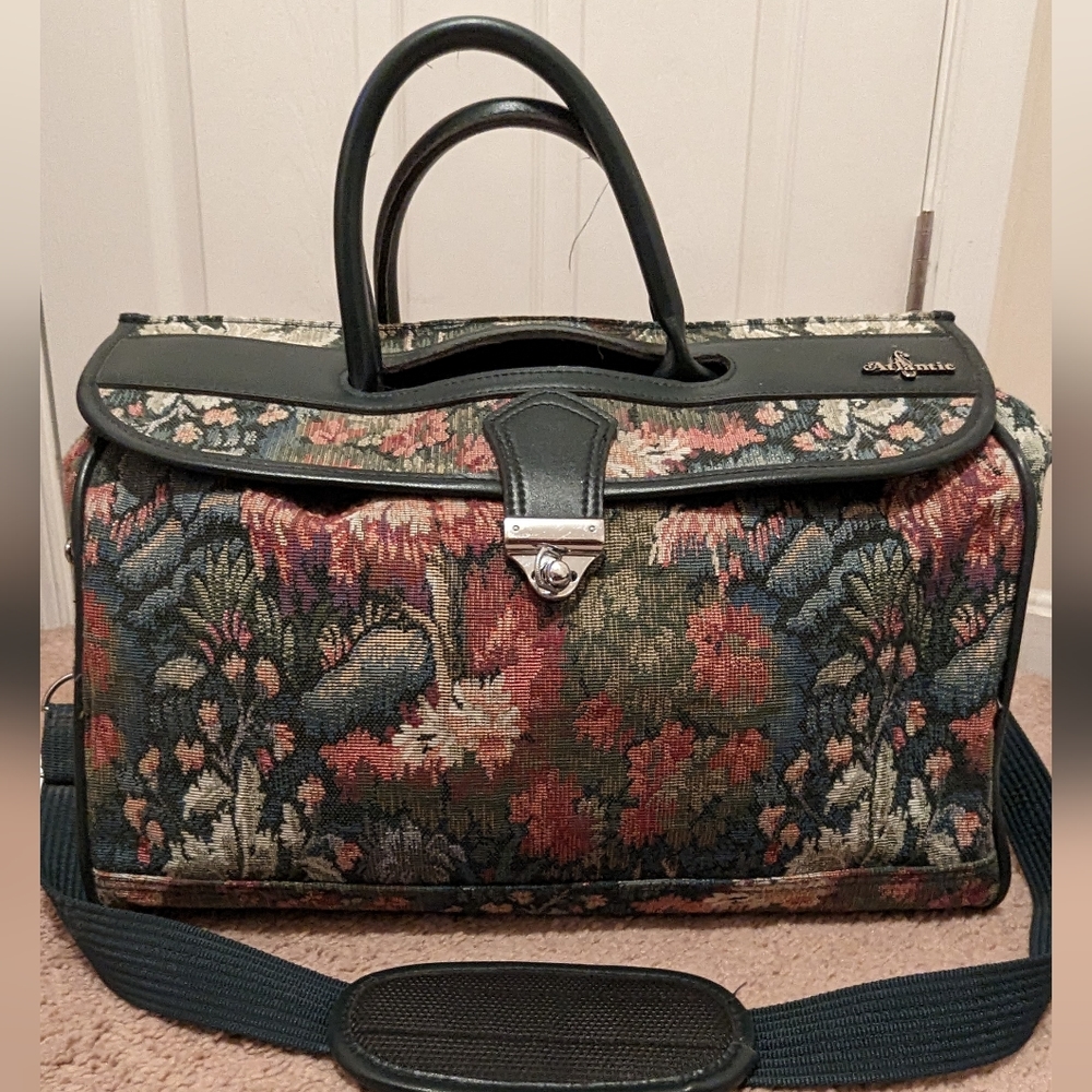 Vintage Atlantic CarryOn Personal Item Luggage Tapestry Floral Travel Bag 18x8x1